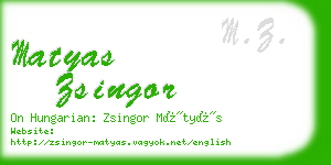 matyas zsingor business card